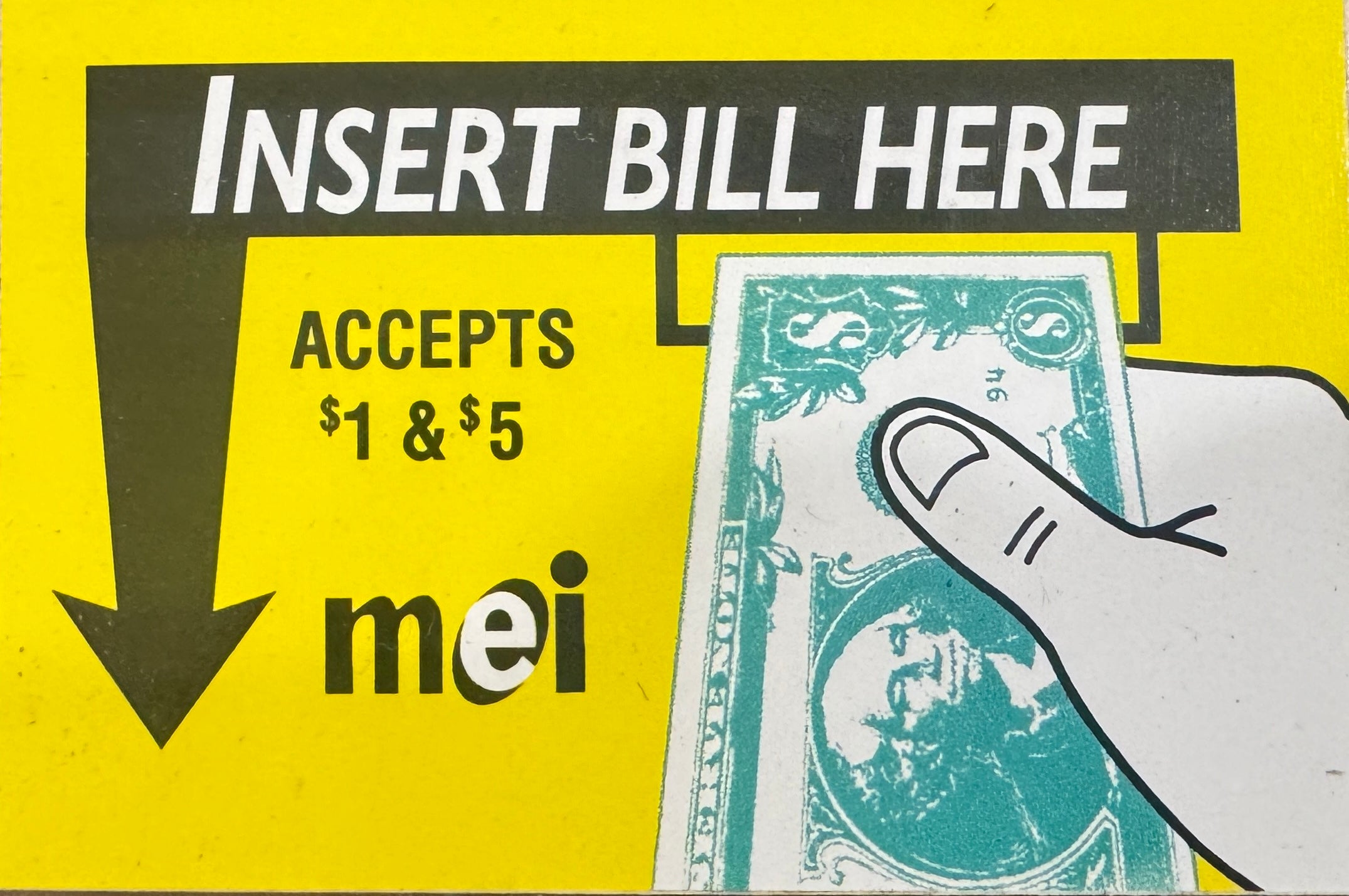 MEI Bill Validator Decal Soda Style $1 - $5 (NEW)